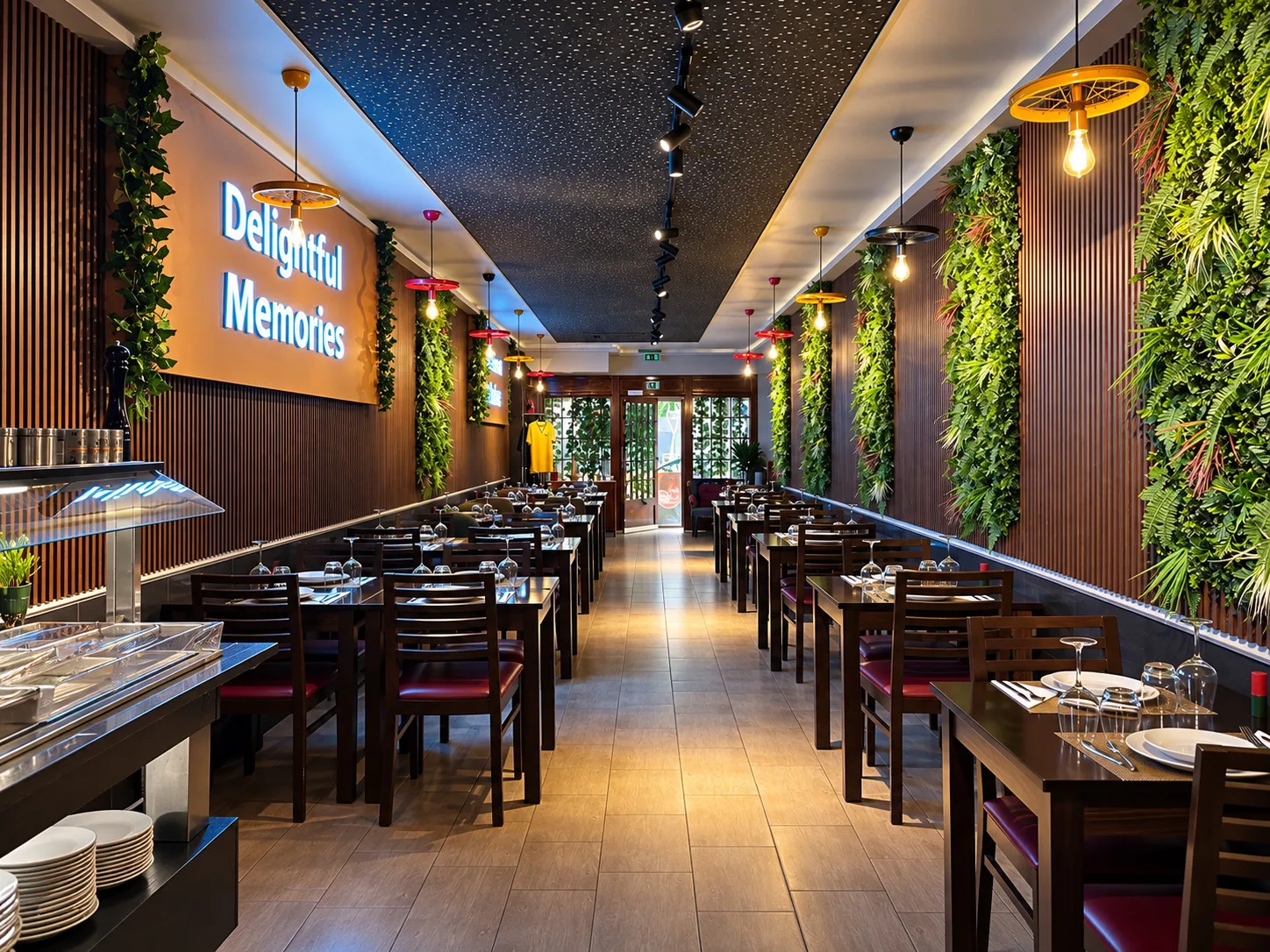 Ambiente contemporâneo do restaurante